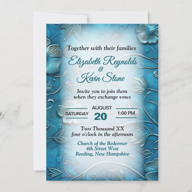 Convite Casamento Azul-Verde (Frente)