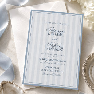 Convite Casamento Azul Vintage Old Money