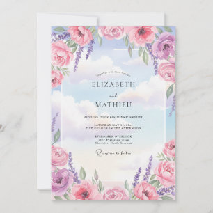 Convite Casamento Azul Violeta Ranunculus Eucalipto