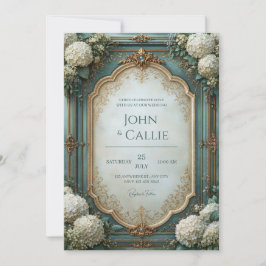 Convite Casamento Barroco com Hortênsias Azuis