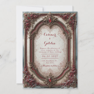 Convite Casamento Barroco com Joia Carmesim