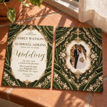 Casamento Barroco de Veludo Verde Oliva