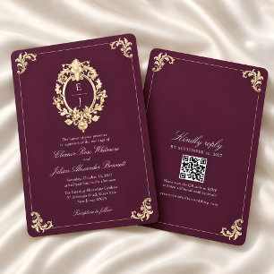 Convite Casamento Barroco em Barra de Ouro Plum Noir