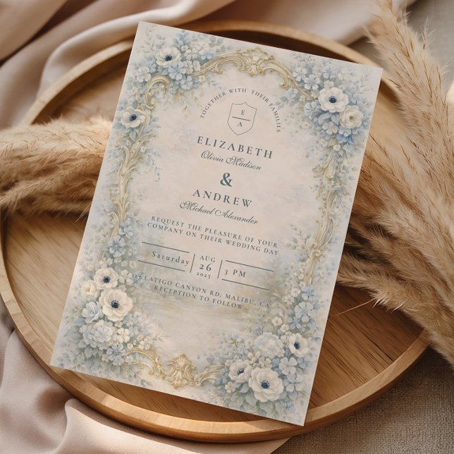 Convite Casamento Barroco Floral Ornate (Criador carregado)
