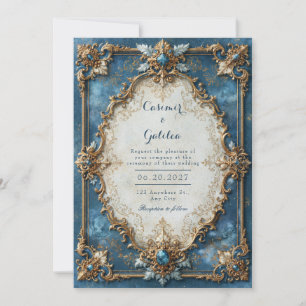 Convite Casamento Barroco Joia Azula