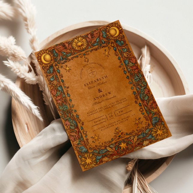 Convite Casamento Barroco Místico Celestial (Criador carregado)
