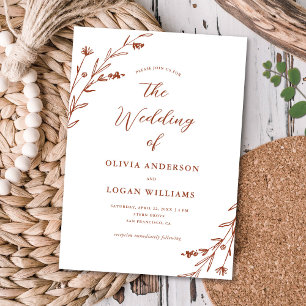 Convite Casamento Bastante Russo Terracotta Wildflower Boh