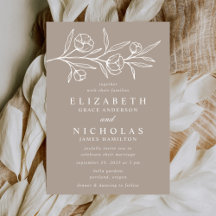 Casamento Bege com Floral Desenhado
