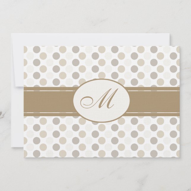 Convite Casamento Bege e Branco com Monograma (Frente)