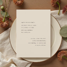 Convite Casamento Bege Minimalista Moderno e Elegante Simp