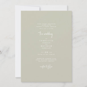 Convite Casamento Bege Simples & Elegante para Ambos os Pa