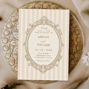 Convite Casamento bege suave e elegante vintage
