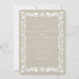 Convite Casamento Beige Talavera - Azulejo Espanhol Fiesta