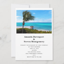 Convite Casamento Bela Palmeira Tropical Ventilada na Prai