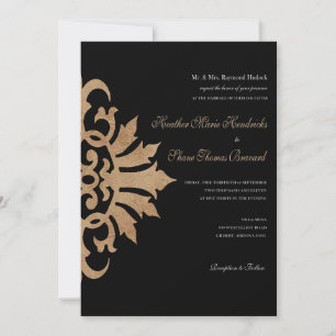Convite Casamento Belize Scroll Flourish (marrom/preto) 5x