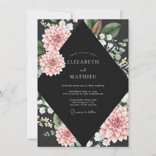 Convite Casamento Black Blush Dahlia
