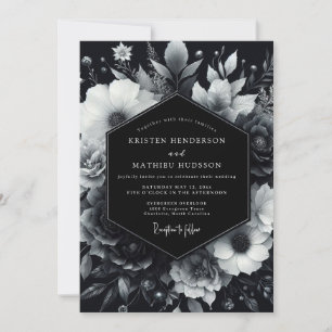 Convite Casamento Black Moody Bloom