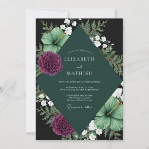Convite Casamento Black Purple Dahlia