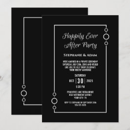 Convite Casamento Black White Felizes para Sempre Recepção