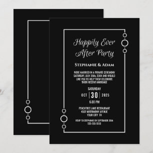 Convite Casamento Black White Felizes para Sempre Recepção