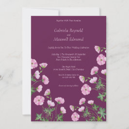 Convite Casamento Bloom Simple Watercolor Geranium