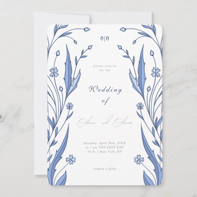 Convite Casamento Blue Buttercup (Frente)