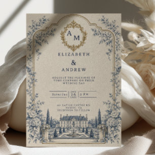 Convite Casamento Blue Château Old Money