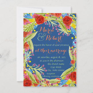 Convite Casamento Blue Fiesta