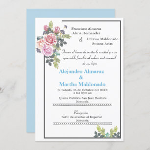 Convite Casamento Blue Floral