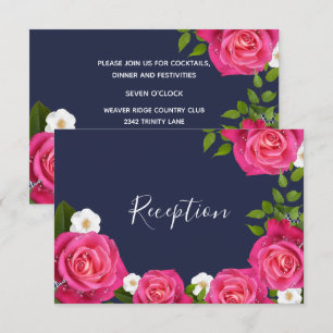 Convite Casamento Blue Midnight e Rosa Pink - Recepção
