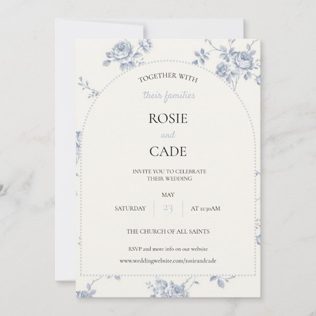 Convite Casamento Blue Rose  (Frente)