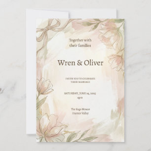 Convite Casamento Blush Magnolia