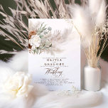 Convite Casamento Boêmia de Flores Terrenas e Pampas Grass<br><div class="desc">Pampas e flores brancas marrons,  convites para casamentos elegantes botânicos</div>