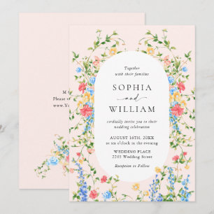 Convite Casamento Boêmia de Watercolor Meadow Wildflower