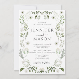 Convite Casamento Boêmia Floral Elegante Greenery