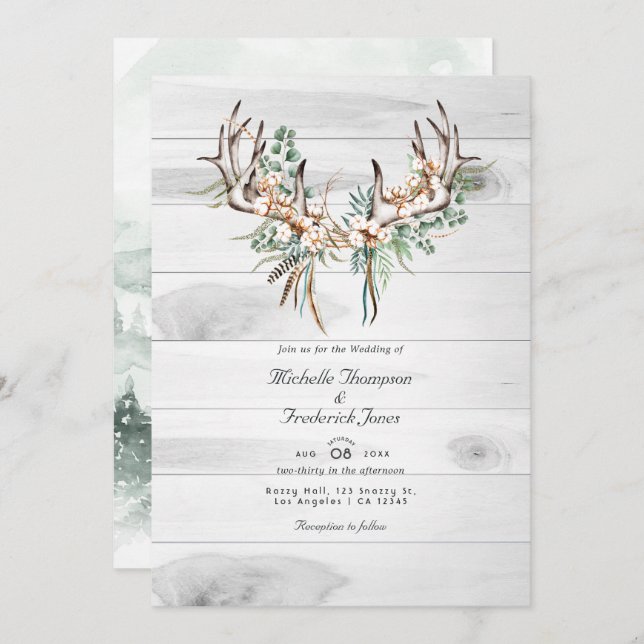 Convite Casamento Boêmia RSVP de Código QR Russo (Frente/Verso)