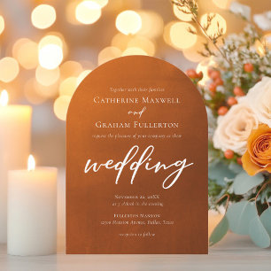 Convite Casamento Boêmia Russo Arco Laranja Queimado