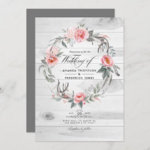 Casamento Boêmico com Código QR Floral Rosa e Cinz