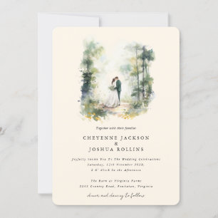 Convite Casamento Boêmico da Floresta Aquarela Encantada