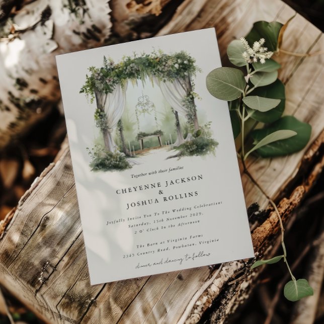 Convite Casamento Boêmico Da Floresta De Aquarela Encantad (Enchanted Forest Wedding Invitation )