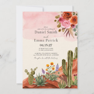 Convite Casamento Boêmio Cacto Mexicano Deserto Boho