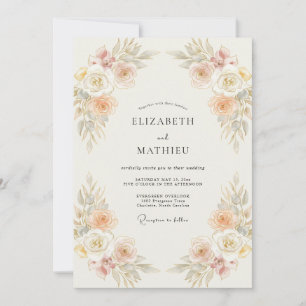 Convite Casamento Boêmio com Tons de Pêssego
