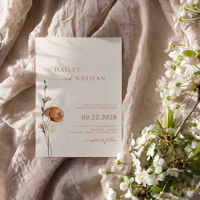 Convite Casamento Boêmio de Flores Silvestres Minimalista (Criador carregado)