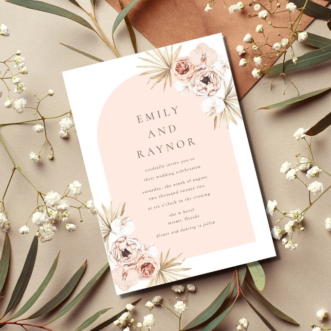 Convite Casamento Boêmio de Praia em Rose Gold (Criador carregado)