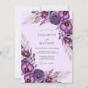Convite Casamento Boêmio Luxuoso Roxo