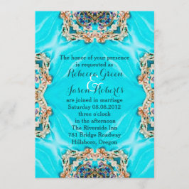 Convite casamento boêmio padrão de turquesa vintage