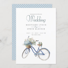 Convite Casamento Bohemian Blue Bicycle Watercolor