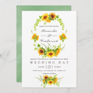 Convite Casamento Bohemian Boho Sunflower