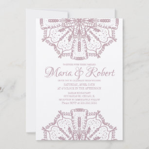 Convite Casamento Bohemian Mandala Art Boho Kraft Rosa