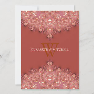 Convite Casamento Bohemian Terracotta Lace Heart